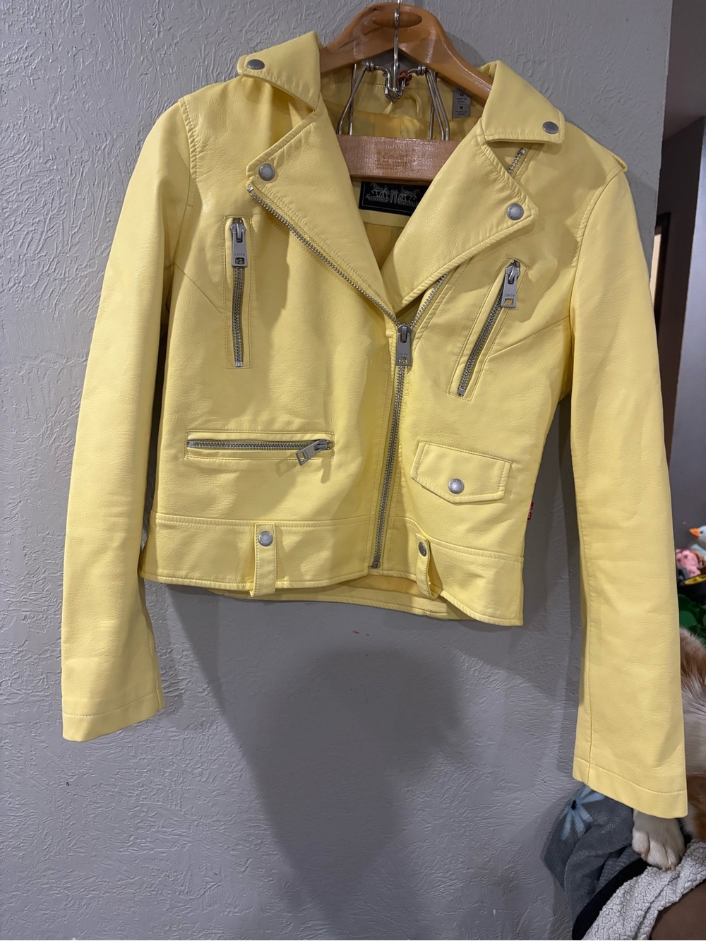 Levi Strauss Faux Leather Women’s Moto Jacket Motorcycle Yellow Size Medium